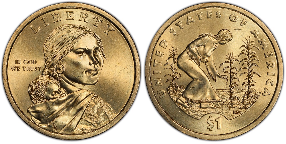 2009 Native American dollar doubled edge lettering error showing two overlapping inscriptions on the coin's edge